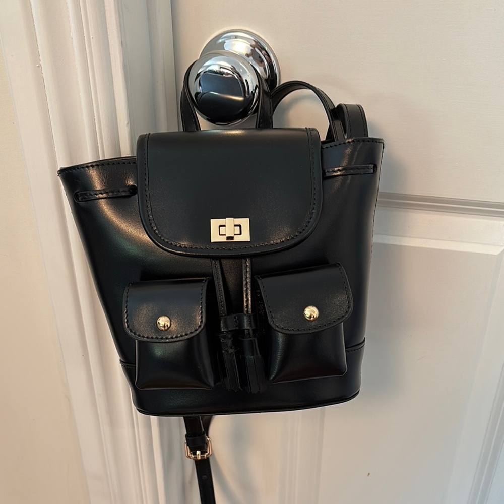 J. Crew Black Leather Backpack